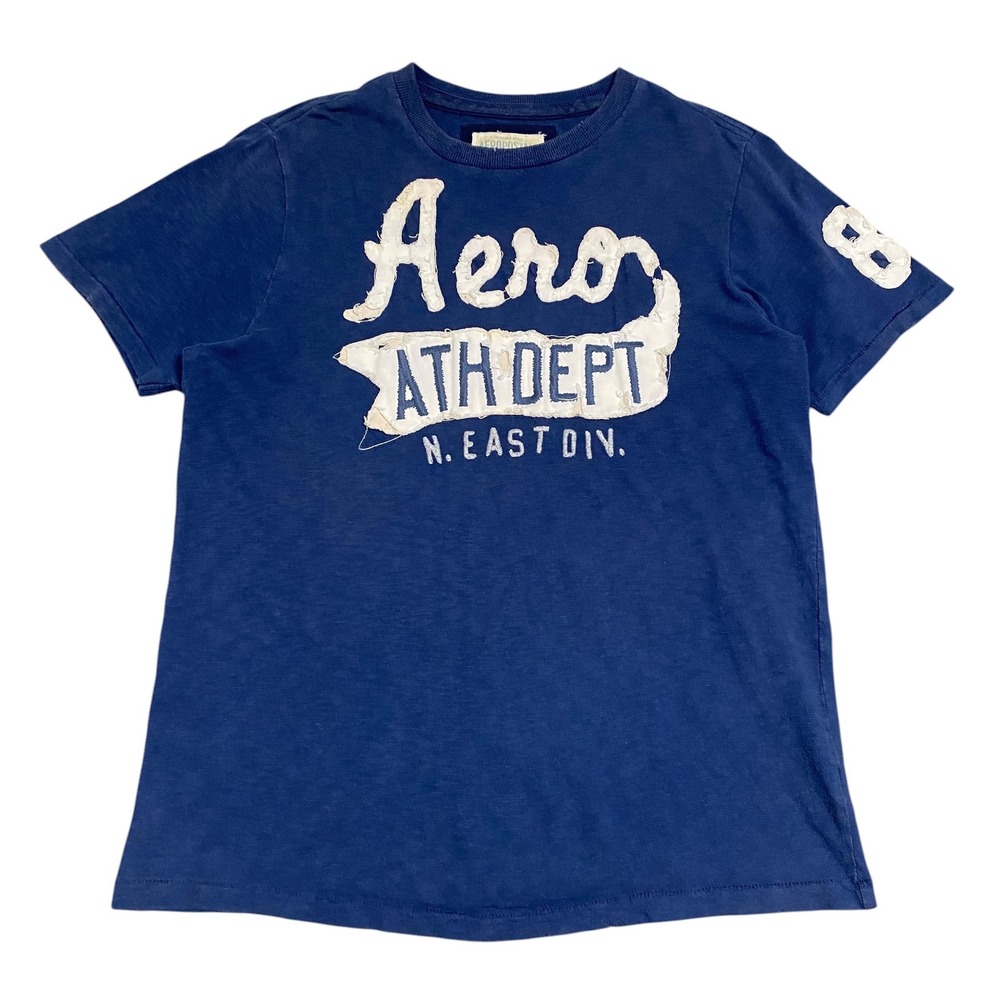 Y2K Aeropostale Aero Athletic Dept Blue Applique T-Shirt